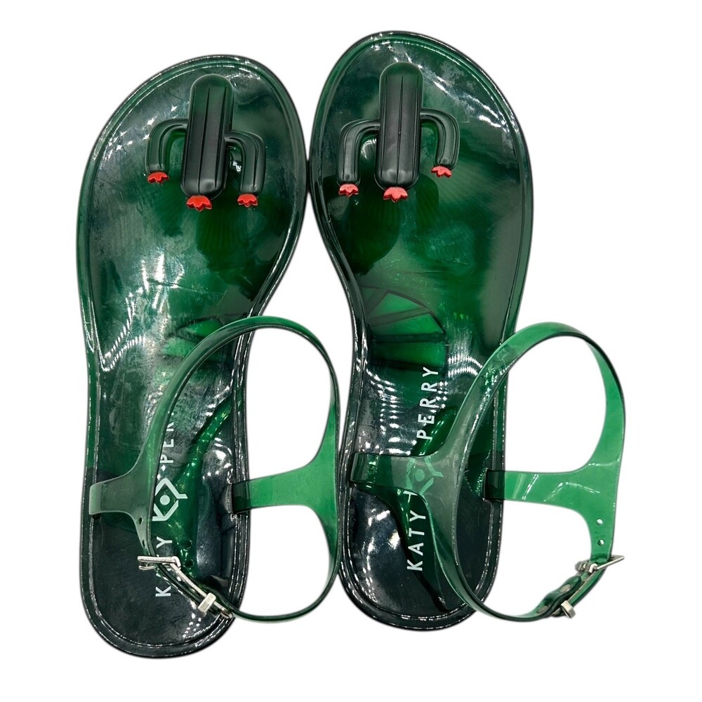 Katy Perry Women's Green The Geli Cactus Ankle Strap Flats Size 8 - Picture 5 of 9